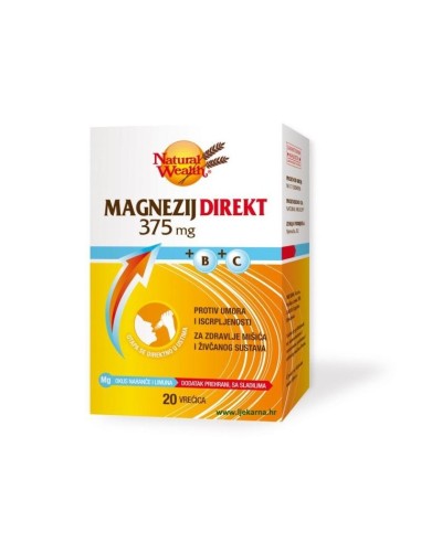 Natural Wealth Magnezij direkt 375 mg + B + C 20+10 vrećica PROMO