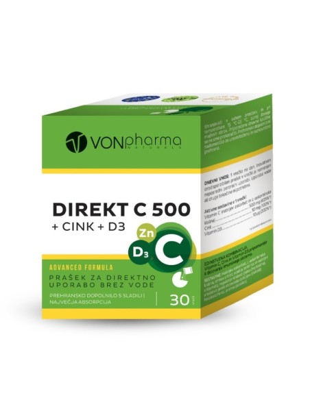 VonPharma Direkt C 500 + Cink + D3 prašak