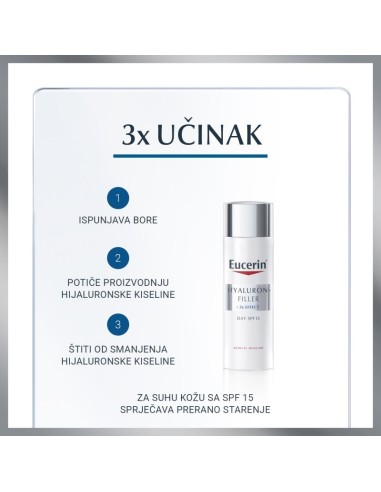 Eucerin Hyaluron-Filler dnevna krema za normalnu i mješovitu kožu sa SPF 15 i UVA zaštitom 63924