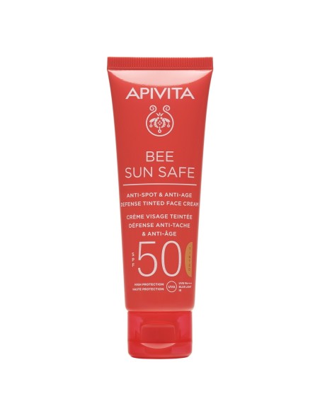 Apivita Bee sun Safe Tonirana Krema za lice protiv mrlja i starenja SPF 50