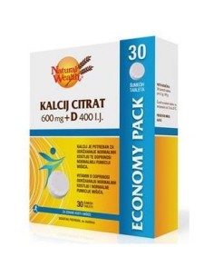 Natural Wealth Kalcij citrat 600 mg + D 400 i.j. šumeće tablete Economy Pack