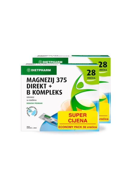 Dietpharm Magnezij 375 Direkt + B kompleks granule Economy Pack