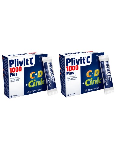 Plivit C 1000 Plus vrećice 1+1 PROMO
