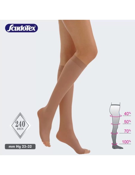 Scudotex Preventivne kompresivne dokoljenke 240 DEN otvoreni prsti 834