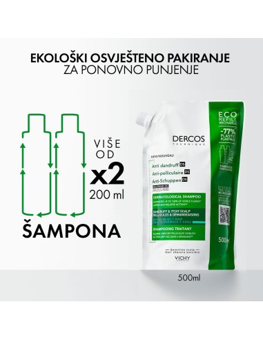 Vichy Dercos šampon protiv peruti za masno vlasište + eko dopuna