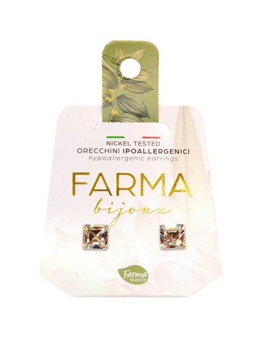 Farma Bijoux Hipoalergene naušnice Crystal Carre, 6 mm