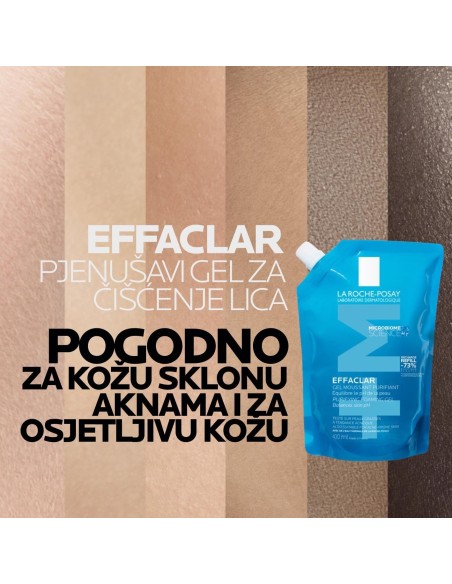 La Roche-Posay Effaclar Pjenušavi gel za čišćenje masne, osjetljive kože sklone aknama REFILL