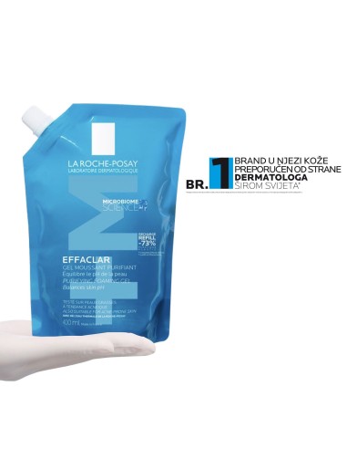 La Roche-Posay Effaclar Pjenušavi gel za čišćenje masne, osjetljive kože sklone aknama REFILL