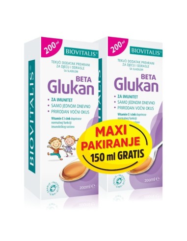 Biovitalis Beta Glukan tekući dodatak prehrani 1+1 PROMO
