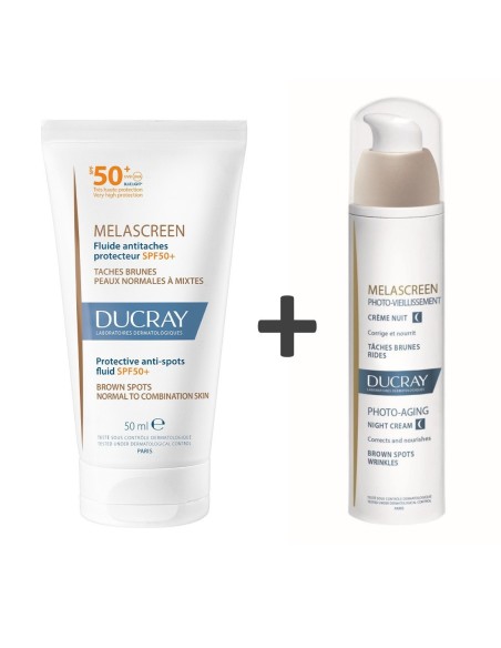 Ducray Melascreen Photo Aging Noćna krema + Ducray Melascreen Zaštitni fluid protiv mrlja SPF50+