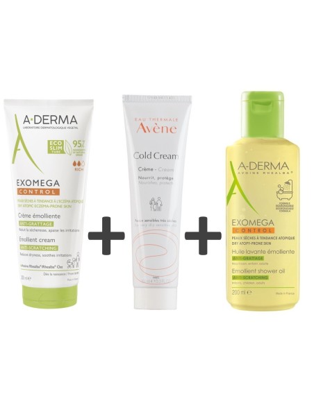 A-derma Exomega Control Krema + Avene Cold cream + Emolijentno ulje za tuširanje 200ml