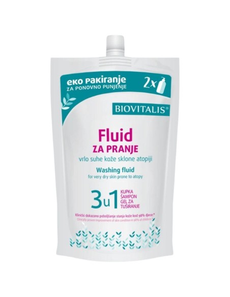 Biovitalis Fluid za pranje vrlo suhe kože sklone atopiji Refill