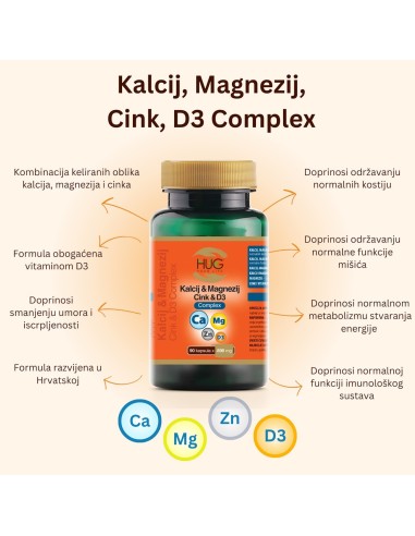 Hug Your Life Kalcij, Magnezij, Cink, D3 Complex kapsule