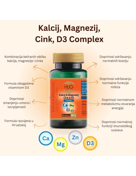 Hug Your Life Kalcij, Magnezij, Cink, D3 Complex kapsule