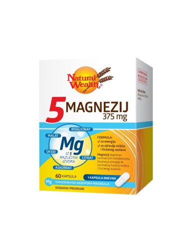 Natural Wealth 5 Magnezij 375 mg kapsule