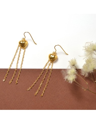 Farma Bijoux Hipoalergene naušnice Pendant Heart Golden Threads 50 mm