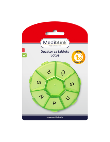 Mediblink Tjedni dozator za tablete Lotus 1x/dan crveni/zeleni M024/M025