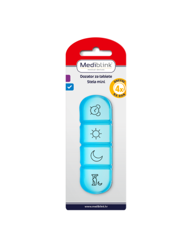 Mediblink Dnevni dozator za tablete Stela mini 4x/dan ljubičasti/plavi M030/M031