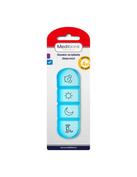 Mediblink Dnevni dozator za tablete Stela mini 4x/dan ljubičasti/plavi M030/M031