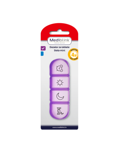 Mediblink Dnevni dozator za tablete Stela mini 4x/dan ljubičasti/plavi M030/M031