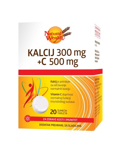 Natural Wealth Kalcij 300 + C 500 mg šumeće tablete