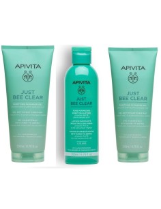 Apivita Just Bee Clear gel za umivanje lica + Just Bee Clear losion + Just Bee Clear matirajuća hidratantna gel krema