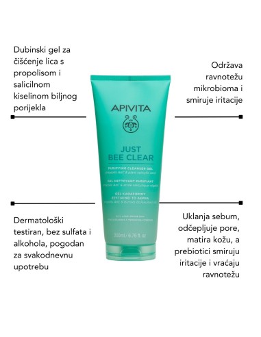 Apivita Just Bee Clear gel za umivanje lica + Just Bee Clear losion + Just Bee Clear matirajuća hidratantna gel krema