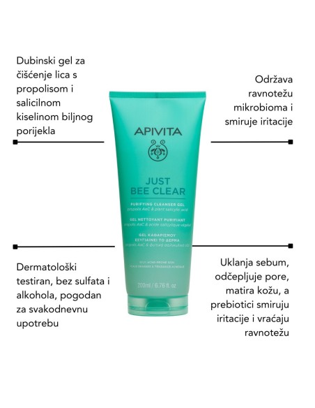 Apivita Just Bee Clear gel za umivanje lica + Just Bee Clear losion + Just Bee Clear matirajuća hidratantna gel krema