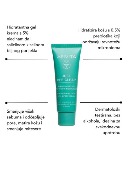 Apivita Just Bee Clear gel za umivanje lica + Just Bee Clear losion + Just Bee Clear matirajuća hidratantna gel krema