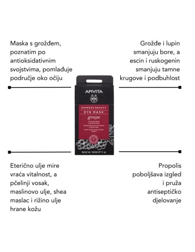 Lierac Hidratantni Losion + Beper Jade roller + Premium krema za područje oko očiju + Apivita EB eye mask grape
