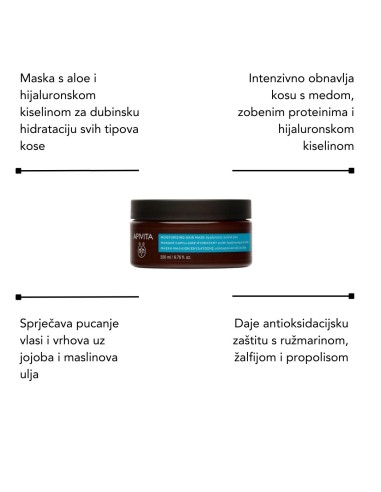 Apivita Šampon za hidrataciju + Hidratantna maska za kosu sa hijaluronom + Keratinsko ulje za suhu i oštećenu kosu