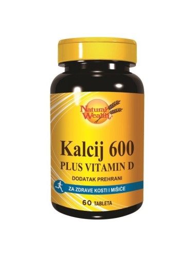 Natural Wealth Kalcij 600 i Vitamin D tablete, dodatak prehrani