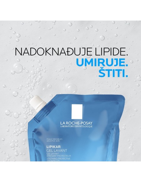 La Roche-Posay Lipikar Gel Lavant Umirujući i zaštitni gel za tuširanje beba, djece i odraslih, za suhu kožu Refill