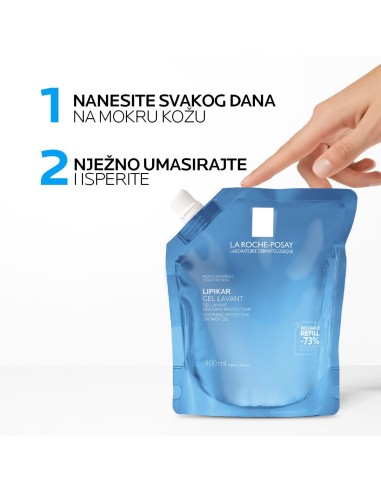 La Roche-Posay Lipikar Gel Lavant Umirujući i zaštitni gel za tuširanje beba, djece i odraslih, za suhu kožu Refill