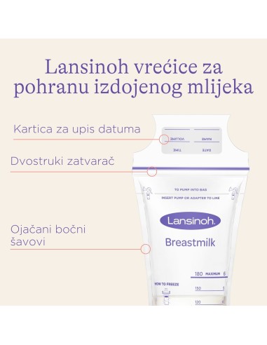 Lansinoh vrećice za čuvanje i zamrzavanje izdojenog mlijeka