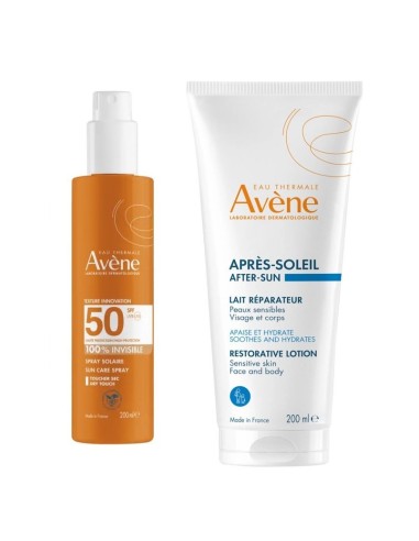 Avene Sun Sprej SPF 50 + Obnavljajući kremasti gel nakon sunčanja Promo pakiranje