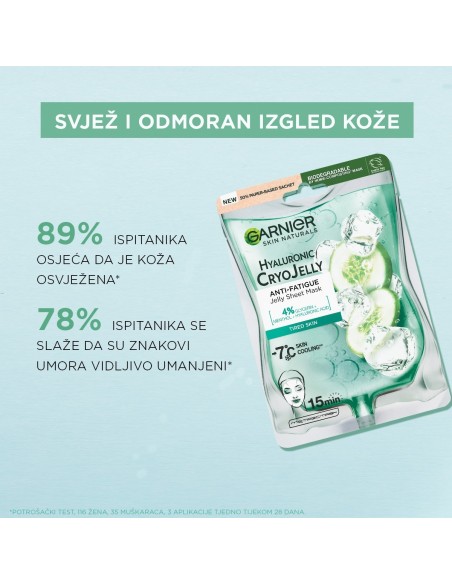 Garnier Skin Naturals Cryo Jelly gel-maska za lice obogaćena hijaluronskom kiselinom i ekstraktom krastavca