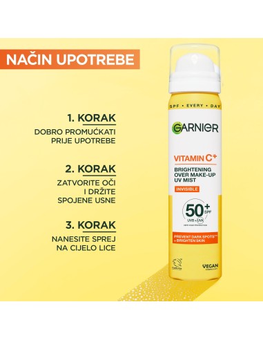 Garnier UV sprej s Vitaminom C* za blistavu kožu SPF50+