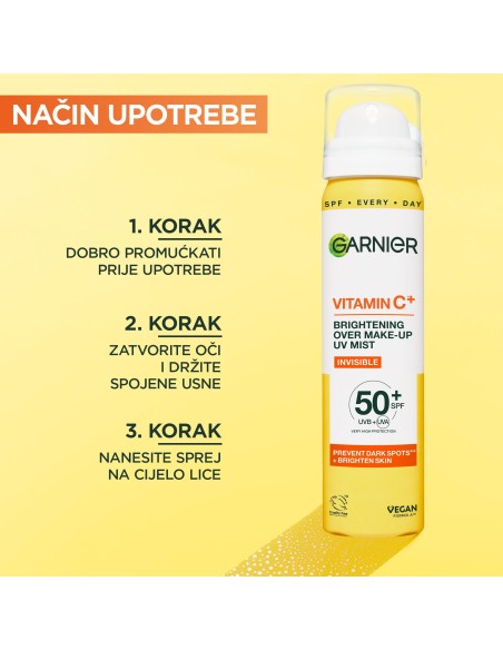 Garnier UV sprej s Vitaminom C* za blistavu kožu SPF50+
