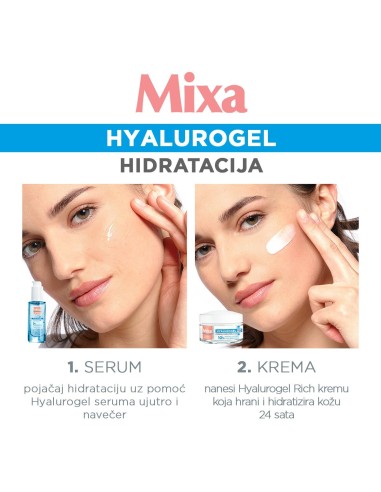 Mixa Hyalurogel Rich njega za intenzivnu hidrataciju osjetljive i suhe kože 50 ml