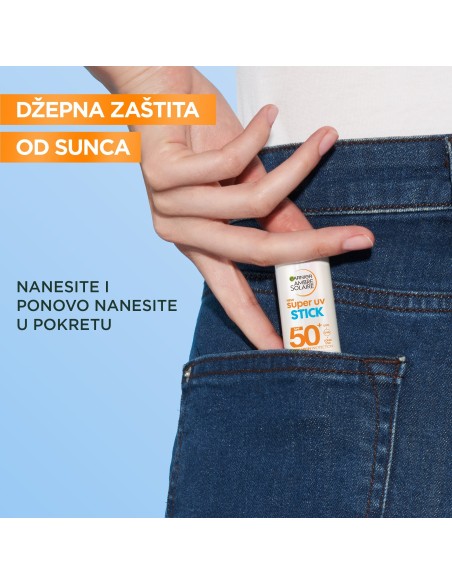Garnier Ambre Solaire Super UV nevidljivi stik za lice za zaštitu od sunca SPF50+