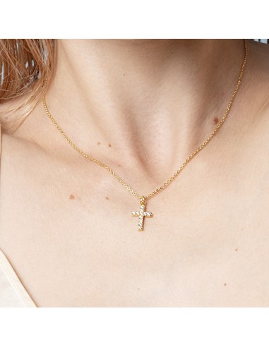 Farma Bijoux Hipoalergena Ogrlica Gold Plated Cross with Crystals 1GX01