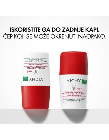 Vichy Deodorant Clinical Control Roll-on dezodorans protiv neugodnih mirisa do 96h (white)