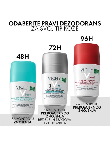 Vichy Deodorant Clinical Control Roll-on dezodorans protiv neugodnih mirisa do 96h (white)