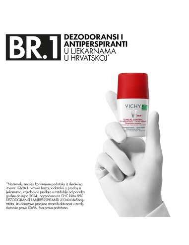 Vichy Deodorant Clinical Control Roll-on dezodorans protiv neugodnih mirisa do 96h (white)