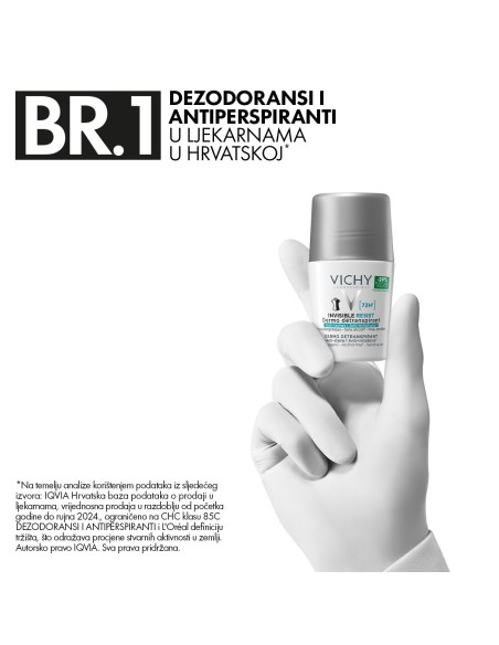 Vichy Deo invisible resist 72h* Dermo Detranspirant protiv mrlja i protiv nadraženosti