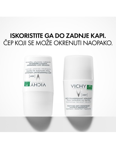 Vichy Deodorant Roll-on dezodorans za regulaciju znojenja do 48h za osjetljivu kožu (bijeli)
