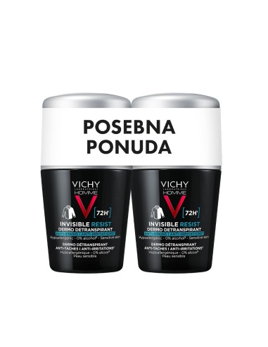 Vichy Homme Invisible resist 72h* Dermo detranspirant protiv mrlja i nadraženosti 1+1 Promo pakiranje