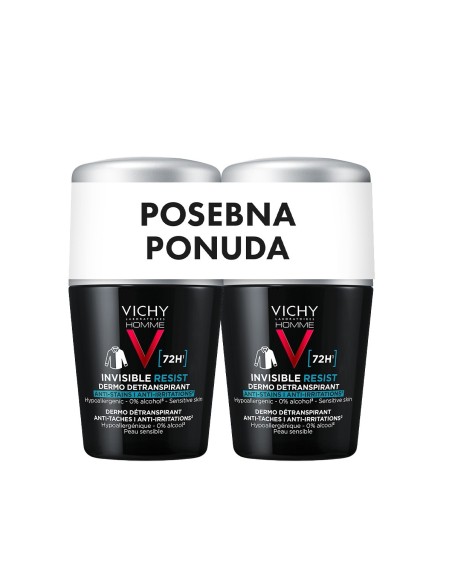 Vichy Homme Invisible resist 72h* Dermo detranspirant protiv mrlja i nadraženosti 1+1 Promo pakiranje