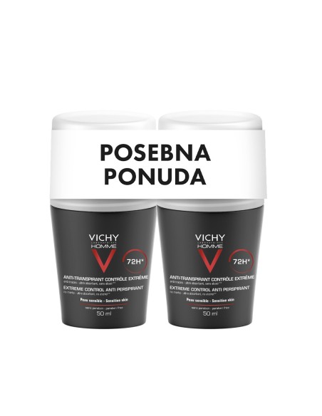 Vichy Homme Antiperspirant roll-on za zaštitu od znojenja do 72h Duo Promo pakiranje